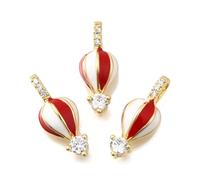 LiQunSweet 10 pcs Red Hot Air Balloon Enamel Charms Travel Theme Trip Sky Charms for DIY Jewelry Bracelet Necklace Earring Craft Present Bag Purse Keychain Decor