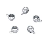 LiQunSweet 100 Pcs 304 Stainless Steel Large Hole Spacer Hanger Links Bail Beads with Loop Fit for European Bracelet Charm Necklace - 11x8mm