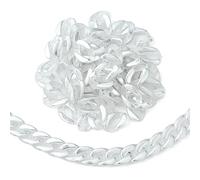 LiQunSweet 100 Pcs Clear White Acrylic Plastic Oval Linking Chain Rings Quick Link Connectors for Necklace Bracelet Earring - 17x23mm