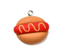 LiQunSweet 100 pcs Lovely Hot Dog Resin Charms Imitation Fast Food Bread Dessert Charms for DIY Jewelry Bracelet Necklace Earring Bag Keychain Phone Decor
