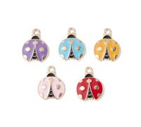 LiQunSweet 100 pcs Mixed Colors Ladybug Enamel Charms Lovely Ladybird Insect Charms for DIY Jewelry Necklace Earring Bracelet Crafts Bag Keychain Phone Decor