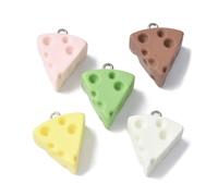 LiQunSweet 100 pcs Mixed Colors Triangle Cheese Resin Charms Imitation Food Charms for DIY Jewelry Bracelet Necklace Earring Bag Keychain Phone Decor