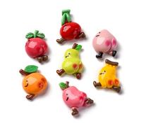 LiQunSweet 100 pcs Mixed Styles Fruit Theme Resin Cabochons Banana Cherry Peach Food Flatback Charms for DIY Jewelry Making Embellishment Crafts Bag Shoe