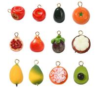LiQunSweet 12 pcs 12 Styles 3D Imitation Fruit Acrylic Charms Orange Mango Avocado Grapefruit Charms for DIY Jewelry Bracelet Necklace Earring Bag Keychain Phone Decor