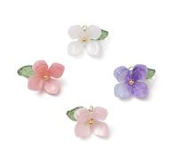 LiQunSweet 120 pcs 4 Colors Four-Petal Flower Acrylic Charms Lovely Spring Floral Charms for DIY Jewelry Bracelet Necklace Earring Craft Bag Keychain Decor