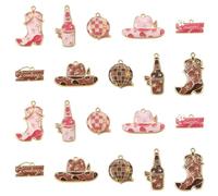 LiQunSweet 20 pcs 10 Styles West Cowboy Theme Enamel Charms Boot Hat Earth Wine Bottle Desert Charms for DIY Jewelry Necklace Earring Bracelet Crafts Bag Keychain Phone Decor