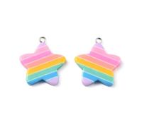 LiQunSweet 20 pcs Colorful Rainbow Star Theme Resin Charms Stripe Lovely Celestial Charms with Loops for DIY Jewelry Necklace Bracelet Earring Craft Making Decor