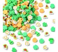 LiQunSweet 20 pcs Mixed Styles Rainbow Clover Polymer Clay Loose Beads for DIY Jewelry Bracelet Necklace Earring Crafts Bag Phone Keychain Decor Bulk