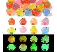 LiQunSweet 24Pcs Glow-in-the-Dark Mini Fruit Resin Models, Luminous Landscape Dollhouse Accessories, 8 Styles, 20-26mm, for Miniature Crafting, Home Decor
