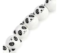 LiQunSweet 25 pcs Black White Panda Theme Ceramic Porcelain Beads Lovely Animal Cartoon Spacer Beads for DIY Jewelry Bracelet Necklace Crafts Earring Keychain Decor