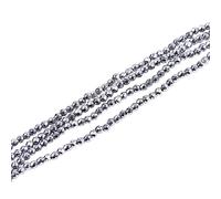 LiQunSweet 2mm Electroplate Non-Magnetic Synthetic Hematite Loose Tiny Ball Beads Strands Faceted Round Platinum Plated for Beadwork Jewelry Making - 16 Inch