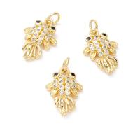 LiQunSweet 3 pcs Brass Cubic Zirconia Lovely Fish Charms Golden Color Fish Jesus Sea Animals Charms for DIY Jewelry Necklace Bracelet Earring Crafts Bag Keychain Phone Decor