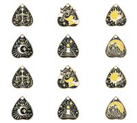 LiQunSweet 30 pcs 6 Styles Black Heart Tarot Enamel Charms Punk Divination Theme Charms for DIY Jewelry Bracelet Necklace Earring Bag Keychain Phone Decor