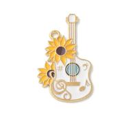 LiQunSweet 30 pcs Guitar Theme Alloy Enamel Charms Musical Instrument Sunflower Floral Charms for DIY Jewelry Bracelet Necklace Earring Craft Keychain Bag Decor