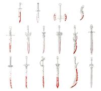 LiQunSweet 32 pcs 16 Styles Sword Shaped Enamel Charms Knife Axe Shaped Charms for DIY Jewelry Bracelet Necklace Earring Bag Keychain Phone Decor