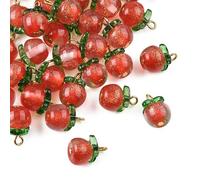 LiQunSweet 40 pcs 3D Red Apple Resin Charms Lovely Imitation Fruit Charms for DIY Jewelry Necklace Earring Bracelet Crafts Bag Keychain Decor