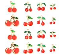 LiQunSweet 40 pcs 8 Styles Red Cherry Enamel Charms Imitation Fruit Berries Charms for DIY Jewelry Bracelet Necklace Earring Craft Bag Purse Keychain Decor