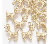LiQunSweet 5 pcs Golden Color Brass Reindeer Shaped Charms Christmas Theme Animals Charms for DIY Jewelry Necklace Earring Bracelet Crafts Bag Keychain Phone Decor