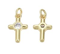LiQunSweet 5 pcs Golden Color Mini Cross Theme Brass Pave Cubic Zirconia Charms Jesus Crucifix Christ Charms for DIY Jewelry Bracelet Necklace Earring Craft Accessory