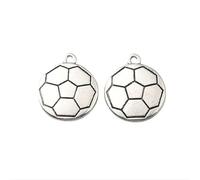 LiQunSweet 50 pcs Antique Silver Football Theme Alloy Charms Flat Round Soccer Sport Metal Charms for DIY Jewelry Necklace Bracelet Earring Craft Keychain Making