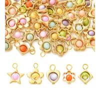 LiQunSweet 50 Pcs Mix Shaped Beaded Charms, Freshwater Plastic Bead Charms, Mixed Color, Star & Flower & Heart & Rhombus, 17-20x3mm, Hole 2.5-3.5mm, for Jewelry Making, DIY Necklace, Bracelet