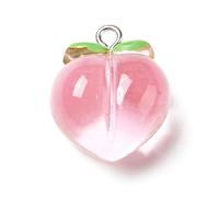 LiQunSweet 50 pcs Transparent Pink Peach Resin Charms Imitation Fruit Food Charms for DIY Jewelry Necklace Bracelet Earring Crafts Bag Keychian Decor