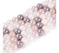 LiQunSweet 680 Pcs Round Glass Beads, Craft Bead Spacer, 6-6.5mm, Rainbow Plated Misty Rose, for Jewelry Making Beaded Bracelet Necklace DIY