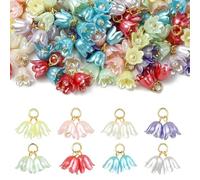 LiQunSweet 80 pcs 8 Colors Lily of The Valley ABS Plastic Imitation Pearl Charms Bell Flower Spring Theme Charms for DIY Jewelry Making Bracelets Necklaces Earrings Phone Keychains