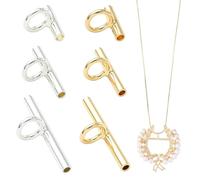 LiQunSweet Brass Tube Bails Loop Convertors, Mixed Gold and Silver Color, 8x8-20x6mm, 4mm Hole, 12 Pieces 6 Styles