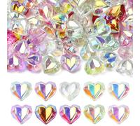 LiQunSweet Heart-Shaped Glass Beads, 100 pcs, Random 10 Colors Electroplated, Faceted AB-Coated Half-Plated, 13x15x8.5 mm, 1 mm Hole, for Jewelry Making