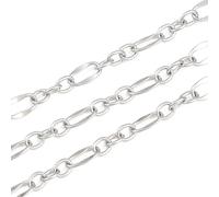 LiQunSweet Oval Link Jewelry Chains with Spool, Soldered, Stainless Steel Color, 3.5-6x2.5-3.5x0.5mm, About 16.4 Feet(5m)/Roll, for Necklace Bracelet Making