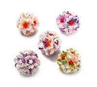 LiQunSweet Polymer Clay Flower Beads with Rhinestone and Pearl, Mixed Color, 24x25.5x24.5mm, 2.5mm Hole, 20 Pieces