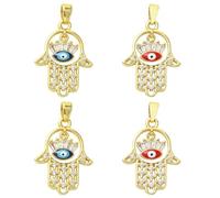 LiQunSweet Retro Hamsa Hand Charms with Turkish Evil Eye Pattern Bohimian Enamel Platinum Tone Connector Charm Links for DIY Necklace Bracelet Jewelry Making Findings