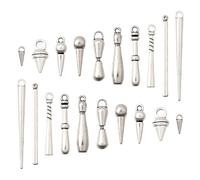 LiQunSweet Tibetan Style Alloy Charms, 50pcs (10 Styles x 5pcs), Antique Silver & Platinum Finish, Mixed Shapes, 11-49.5x3-7mm, 1-4.5mm Hole, for DIY Jewelry Making