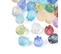 LiQunSweet Transparent Acrylic Beads, Tulip Flower Shape, Mixed Color, 9.5x8.5x8.5mm, 1400 Pcs, for Jewelry Making