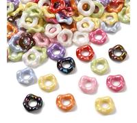 LiQunSweet UV Plated Opaque Acrylic Spacer Beads, Iridescent Wave Edge, Mixed Colors, 100 pcs, 16x3 mm, 6.5 mm Hole, for Jewelry Making, DIY Crafts, Bracelets, Necklaces