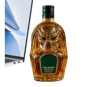 Liquor Bottle, 300ml Bourbon Decanter, Glass Cap, Leakproof Cap 3D Design Reusable for Cave Bar Event Collection