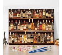 Liquor Bottle Paint by Numbers for Adults, Paint by Number on Canvas for Beginners Whiskey, Acrylic Painting Kits for Gift Home Wall Decor Bar Pub Club 16"x20"(Frameless)