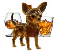Liquor Decanter - Whisky Bottle In Dog Shape 3D 16 x 19 Cm Animal Hand Carved | Unique Container For Chihuahua Spirits For Home Bar Decor | Novelty Gift