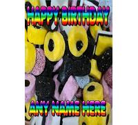 Liquorice All sorts Sweet Themed Birthday Personalised Card A5 Any Name sw10