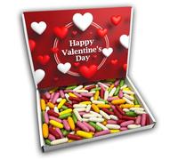 Liquorice Comfits Happy Valentines Day Sweets Gift Box Hamper (RED VALENTINES FRONT)