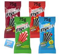 Liquorice Sweets Bundle Containing Liquorice Flyers Various Flavours - Strawberry, Sour, Cherry, 75g Each