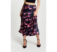 Liquorish Abstract Ikat Print Midi Skirt In Black And Pink Black