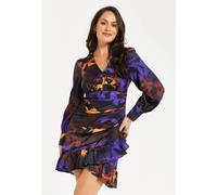 Liquorish Abstract Print Mini Dress Frill Details Multi 8