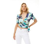 Liquorish Abstract Print Wrap Top Multi