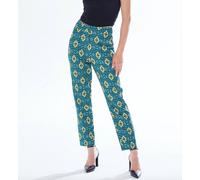 Liquorish Women's African Print Suit Trousers in Green, Yellow & Navy | Size: Large Liquorish Multicolor L