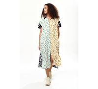 Liquorish Animal Print Oversized Shirt Dress With Black Collar Multi