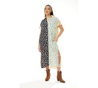 Liquorish Animal Print Oversized Shirt Dress With Yellow Collar Multi