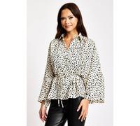 Liquorish Animal Print Shirt With Long Sleeves And Tie Waist Multi