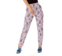 Liquorish Women's Animal Print Trousers in Lilac in Purple | Size: 14 Liquorish Purple 14